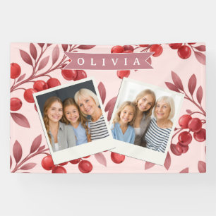 Personalisiertes Winterrotes Beeren-Botanik-Cottag Banner