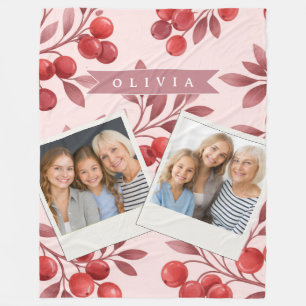Personalisiertes Winterrotes-Beeren-Botanik-Cottag Fleecedecke