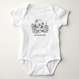 Personalisiertes Winterthema niedlicher Wolfshund  Baby Strampler