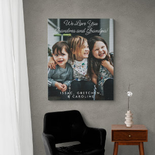 Personalisiertes Wir lieben dich Opa Oma Foto Leinwanddruck