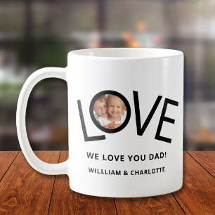 Personalisiertes Wir lieben dich Papa Foto Kaffeetasse
