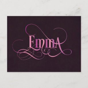 Personalisiertes Wirbles Skript Emma Pink auf Lila Postkarte