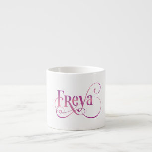 Personalisiertes Wirbles Skript Freya Rosa auf Espressotasse