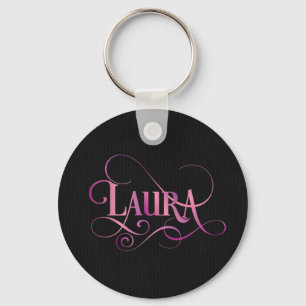 Personalisiertes Wirbles Skript-Laura-Rosa auf Schlüsselanhänger