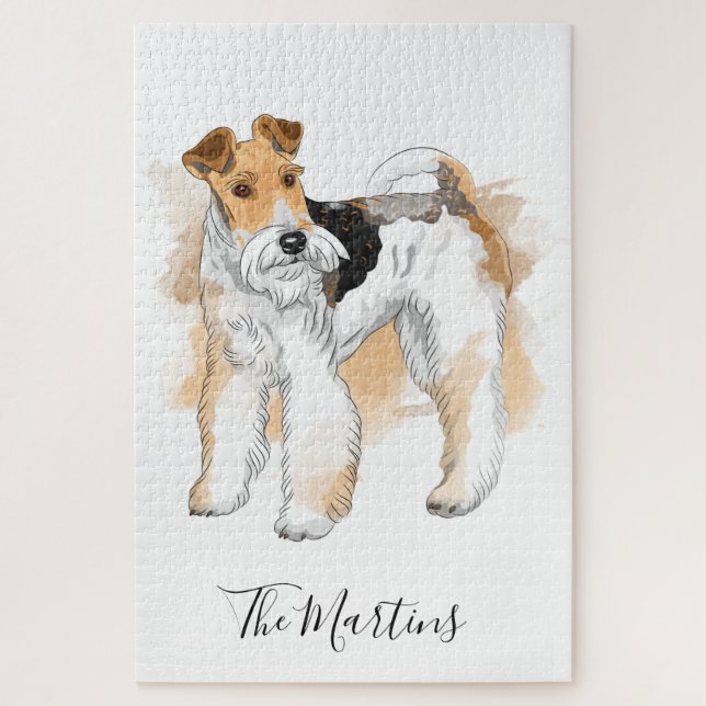 Personalisiertes Wire Fox Terrier Watercolor Dog F Puzzle (Vertikal)