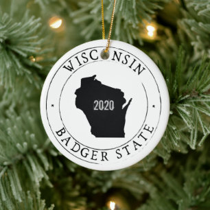Personalisiertes Wisconsin-Ornament Keramik Ornament