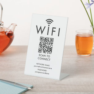 Personalisiertes WLAN-Kennwort und Netzwerk-QR-Cod Sockelschild