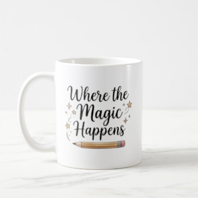 Personalisiertes Wo die Magie geschieht Kaffeetasse (Links)