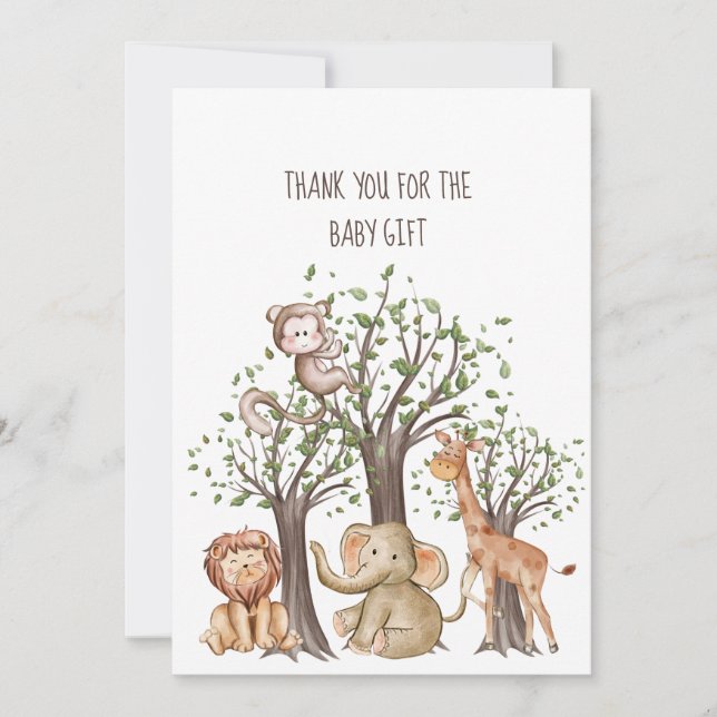 Personalisiertes Woodland Animals Baby Danke Karte (Vorderseite)