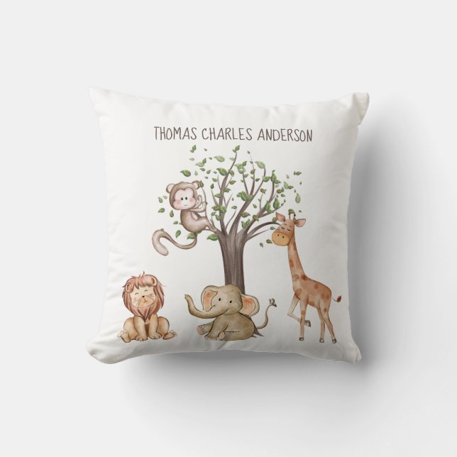 Personalisiertes Woodland Animals Kindergeschenk K Kissen (Vorderseite)