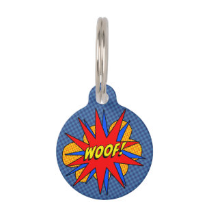 Personalisiertes Woof Comic Burst Dog Tag Haustiermarke