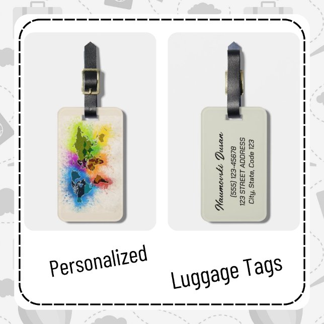 Personalisiertes World Map Reiseabenteuer Modernes Gepäckanhänger (Von Creator hochgeladen)