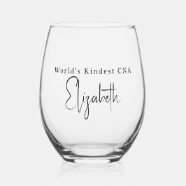 Personalisiertes „World's Kindest CNA“ Weinglas Ohne Stiel