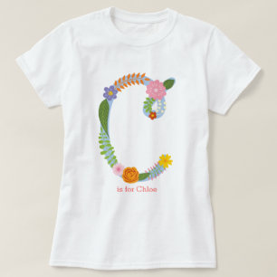 Personalisiertes wunderliches Blumen-Monogramm (c) T-Shirt