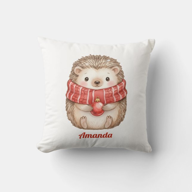 Personalisiertes wunderliches Igel-Weihnachtskisse Kissen (Vorderseite)