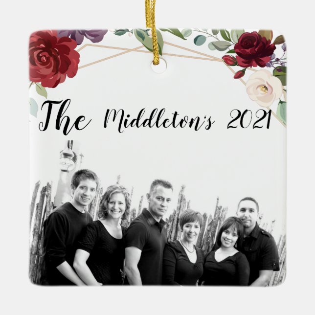 Personalisiertes XMAS Ornament Weiße Rosen Gold Ge (Vorderseite)