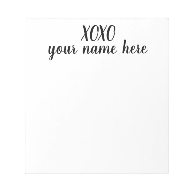 Personalisiertes XOXO Stationery Notepad Notizblock (Vorderseite)