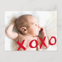 Personalisiertes XOXO Valentins Baby-Foto Ankündigungspostkarte