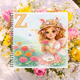 Personalisiertes Z Floral Zinnia Geschenk für Mädc Notizbuch