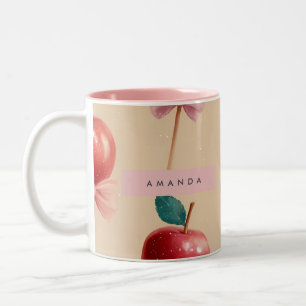 Personalisiertes zauberhaftes Apple-Muster Zweifarbige Tasse
