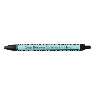 Personalisiertes Zebra Schwarz und Aquamarin Türki Kugelschreiber