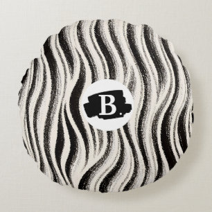 Personalisiertes Zebra-Streifen-Rundwurfkissen Rundes Kissen