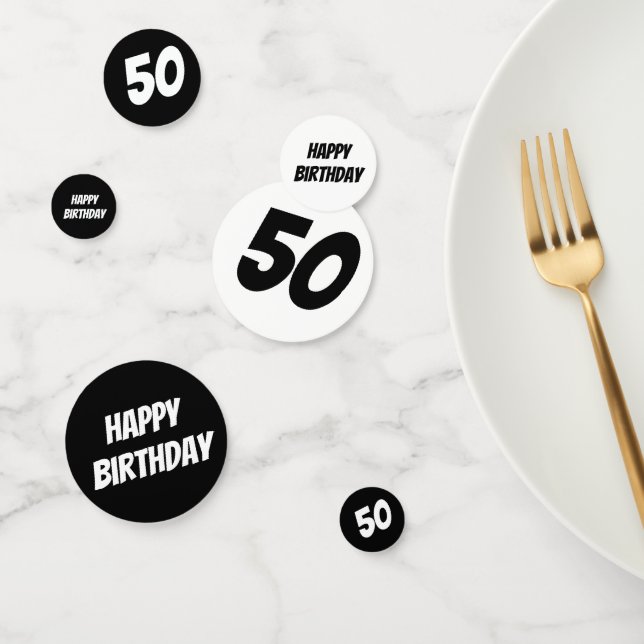 Personalisiertes Zeitalter - Schwarz-Weiß-Geburtst Konfetti (Gruppe)