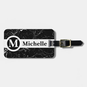 Personalisiertes Zentrum für Schwarzen Marmor Gepäckanhänger