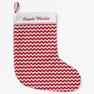 Personalisiertes Zickzack Rot Kleiner Weihnachtsstrumpf