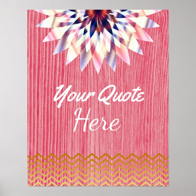 Personalisiertes Zitat Gold Vintag Lotus Blume Poster (Vorne)