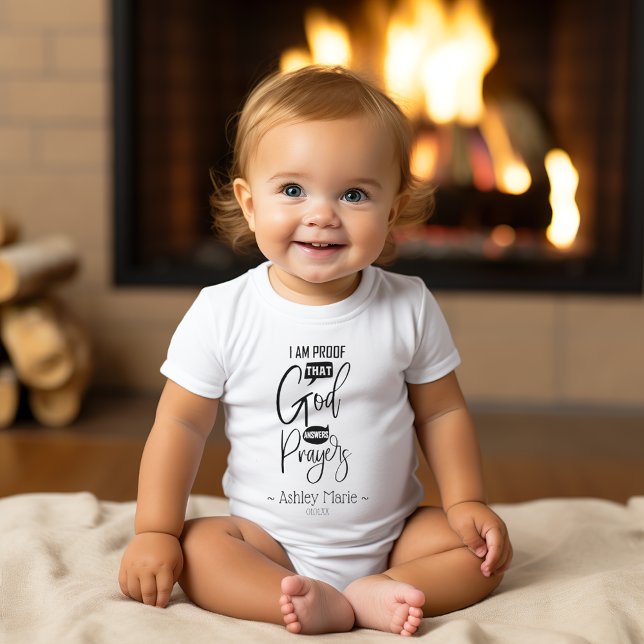 Personalisiertes Zitat Gott antwortet Gebete Baby Strampler (Personalized Quote God Answers Prayers Baby Bodysuit)