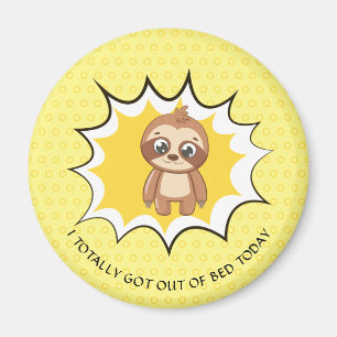 Personalisiertes Zitat Yellow Polka Dot Sloth Magnet
