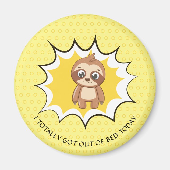 Personalisiertes Zitat | Yellow Polka Dot Sloth Magnet (Vorne)