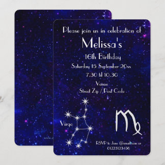 Personalisiertes Zodiac Virgo Galaxy Party Einladung