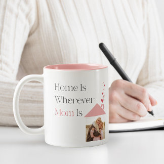 Personalisiertes Zuhause ist dort, wo Mama ist Zweifarbige Tasse