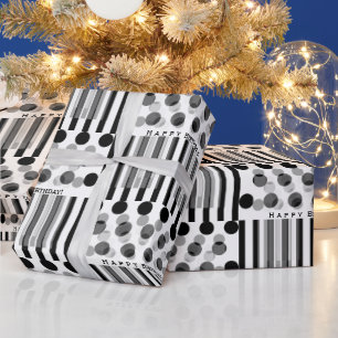 Personalisiertes Zurück und Weiß Inspiriert Geburt Geschenkpapier