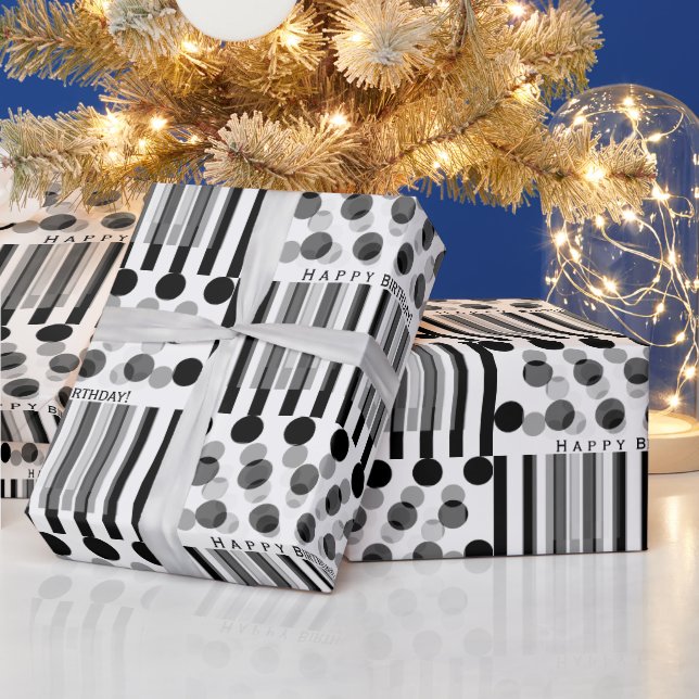 Personalisiertes Zurück und Weiß Inspiriert Geburt Geschenkpapier (Feiertage)