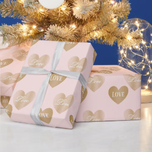 Personalisiertes zweimaliges Goldenes Herz, Misty Geschenkpapier