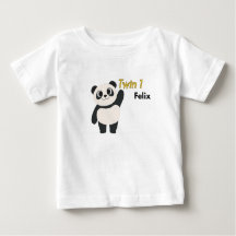 Personalisiertes Zwilling 1 Panda Baby-Body