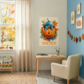 Personalisiertes zwinkerndes Kürbis-Halloween-Kind Poster