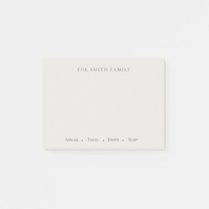Personalisierung des Familiennamens Beige Post-it Klebezettel