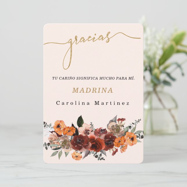 Personaliza Agradecimiento Para la Madrina Einladung (Stehend Vorderseite)