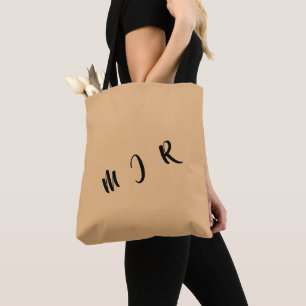 Personalizable 3-Initial Tasche Bag=Tan/Black