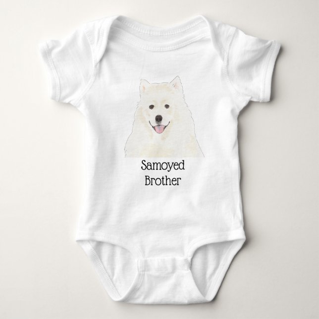 Personalizable American Eskimo Hund Samoyed Baby Strampler (Vorderseite)