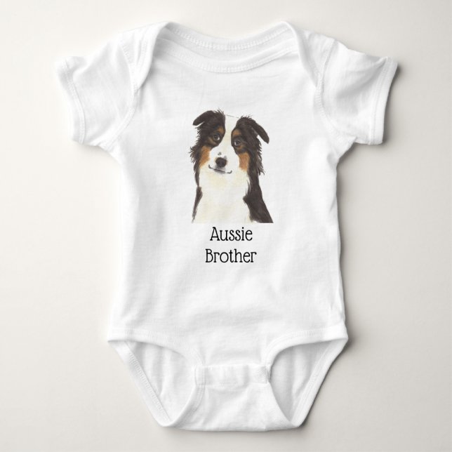 Personalizable Aussie Australian Shepherd Baby Strampler (Vorderseite)