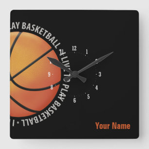 Personalizable Basketball   Sport Gifts Quadratische Wanduhr