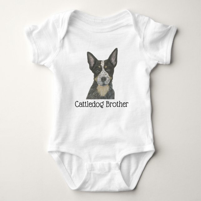 Personalizable Blue Cattledog Heeler Baby Strampler (Vorderseite)
