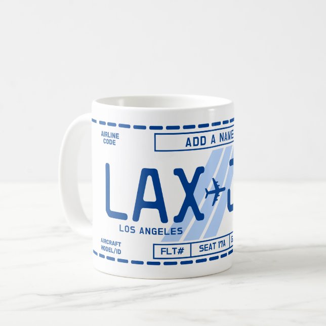 Personalizable Boarding Pass Mug for Travel Fans Kaffeetasse (Vorderseite Links)