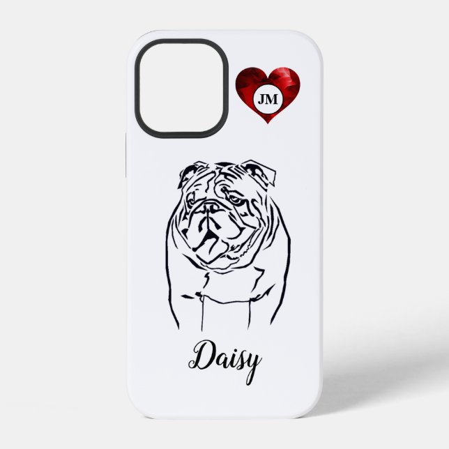 Personalizable Bulldog Lovers Apple iPhone 12 Fall Hülle (Rückseite)