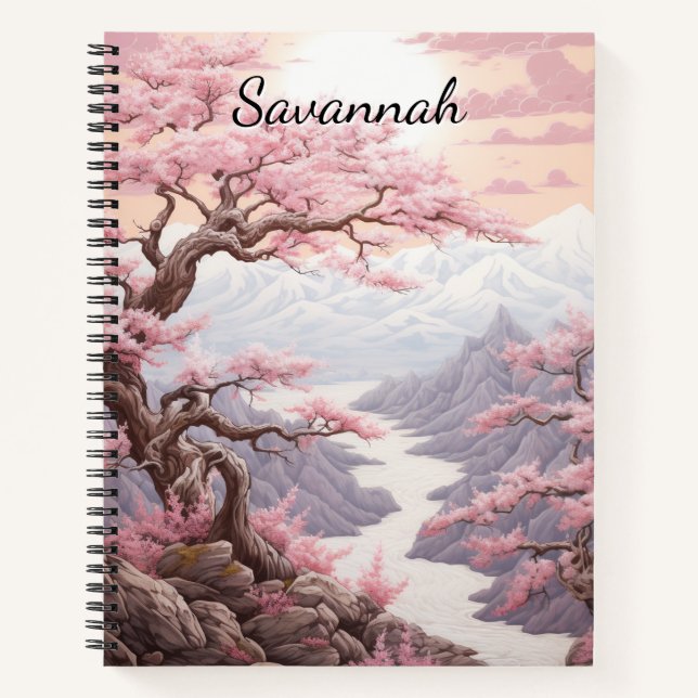 Personalizable Cherry Blossom Waterfall  Notizbuch (Vorderseite)